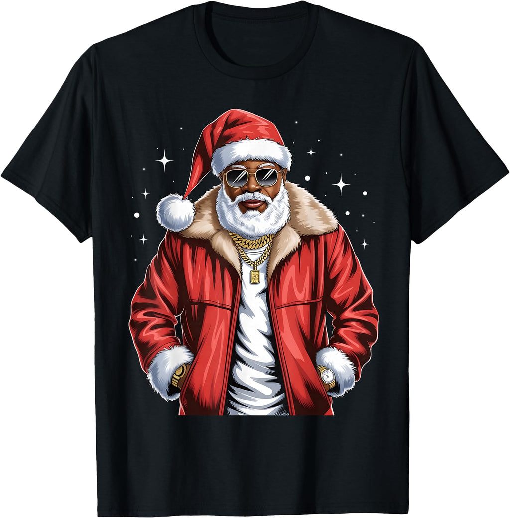 Exclusive African American Santa T-Shirt - Fun Novelty Design for Adults - T-Shirt, Sweatshirt, Hoodie