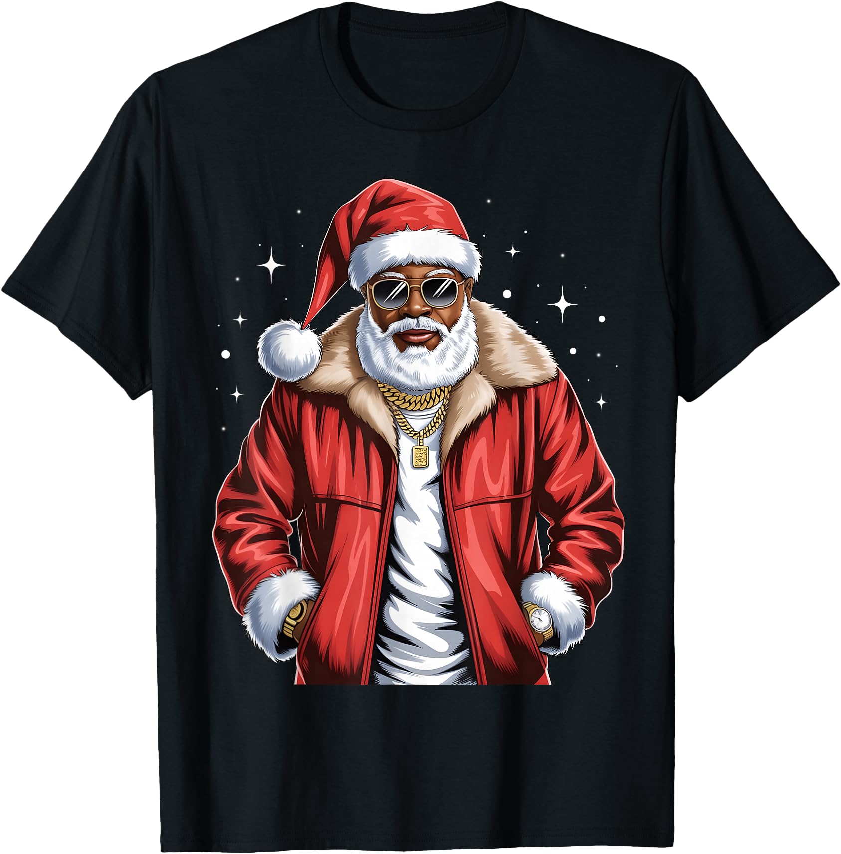 Exclusive African American Santa T-Shirt - Fun Novelty Design for Adults - T-Shirt, Sweatshirt, Hoodie