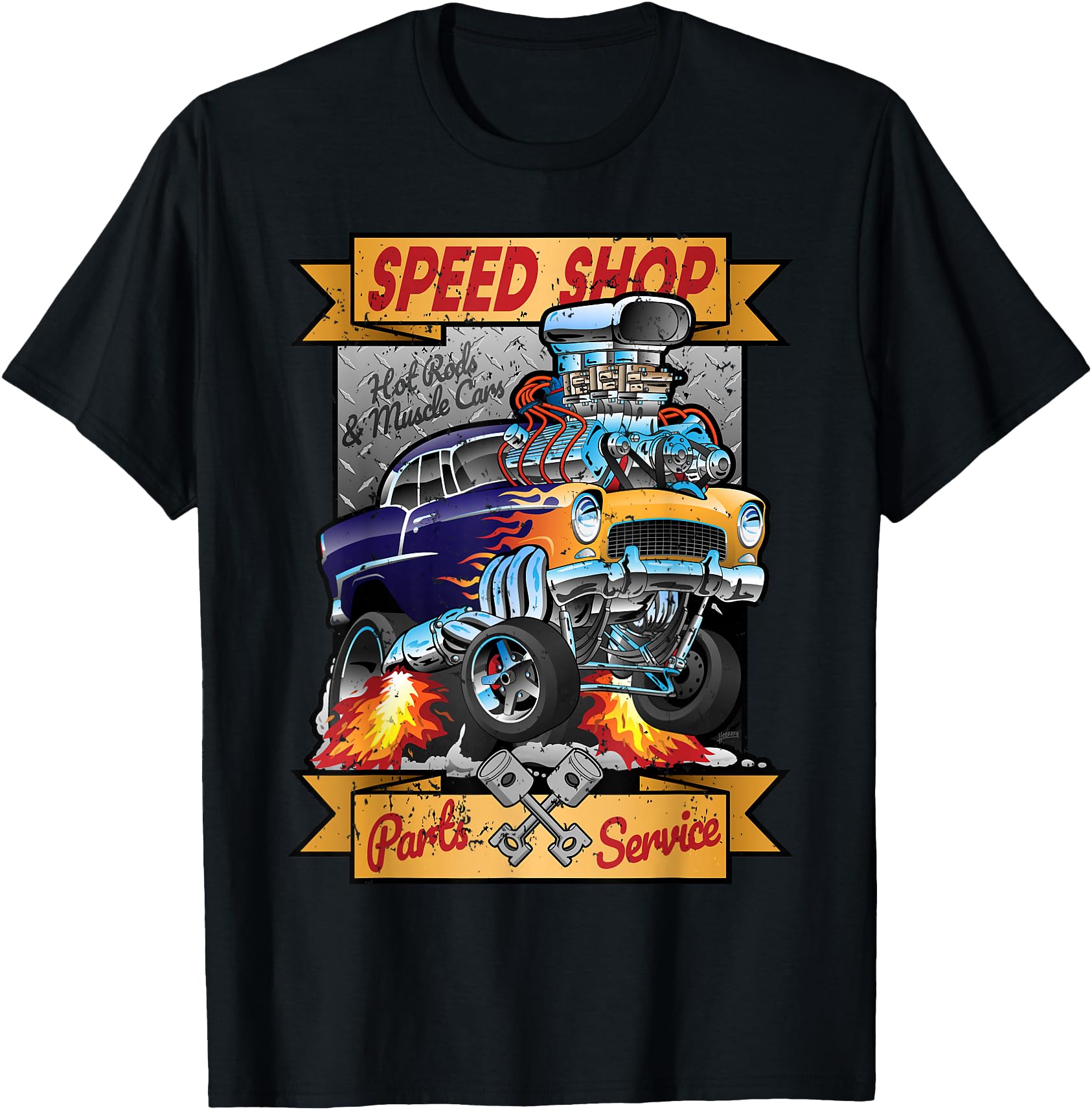 Speed Shop Hotrod Muscle Car Sweatshirt - Fun Novelty Design Unisex - T-Shirt, Sweatshirt, Hoodie