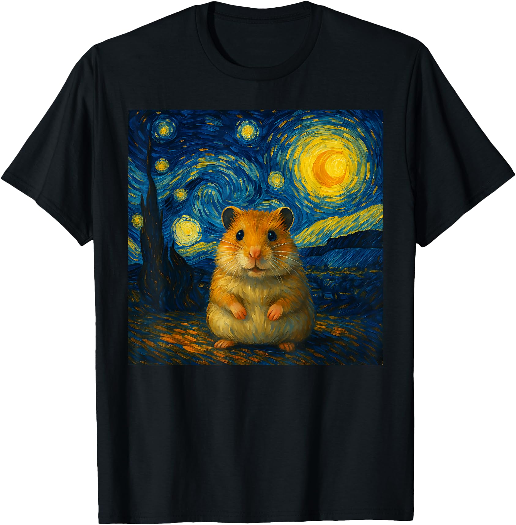 Hamster Starry Night Van Gogh Art Sweatshirt - Unique Graphic Men Women - T-Shirt, Sweatshirt, Hoodie
