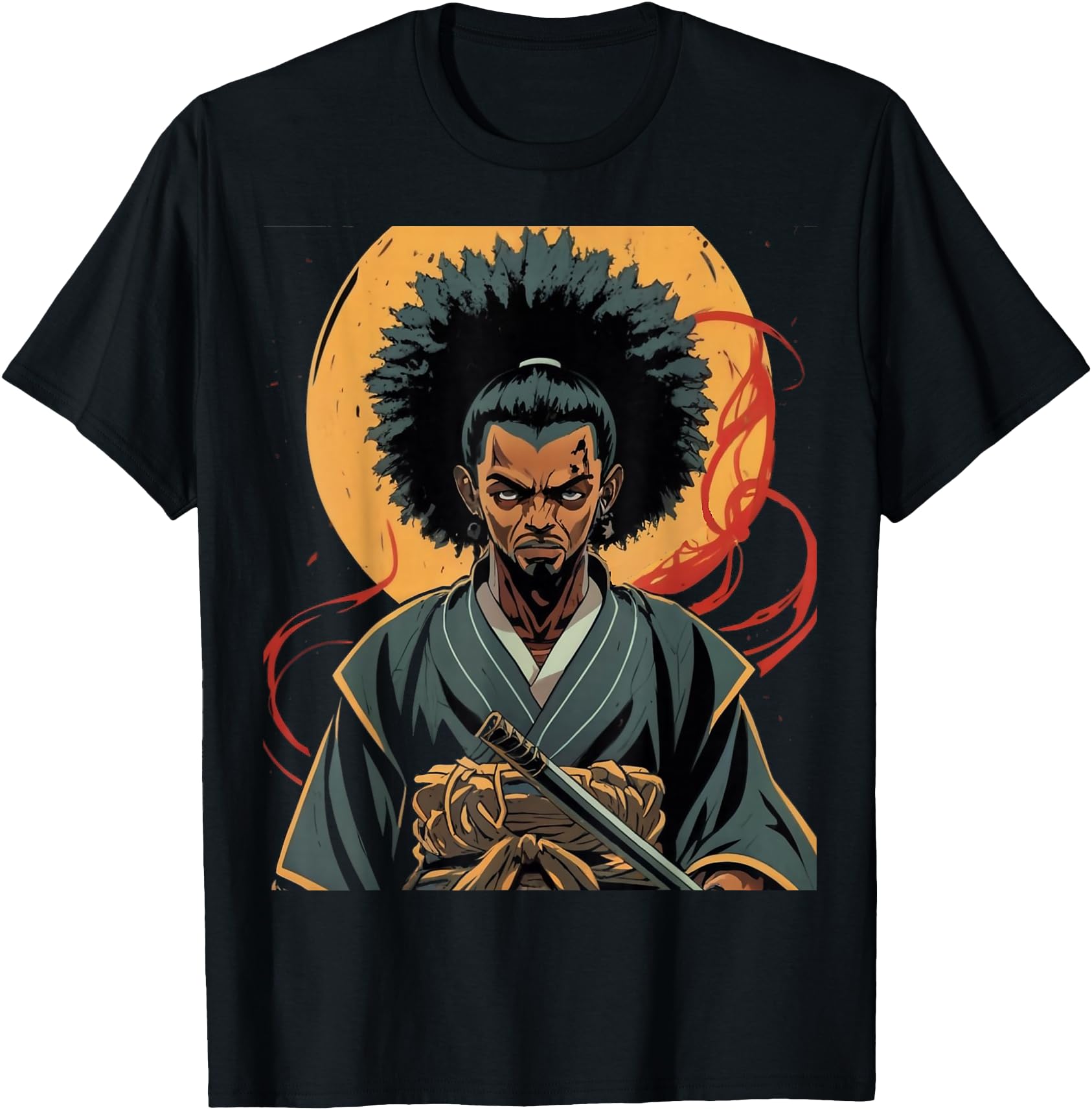 Exclusive Afro American Samurai Anime T-Shirt - Unique Graphic Unisex - T-Shirt, Sweatshirt, Hoodie