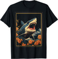 Shark Face Art Drawing Flowers T-Shirt - Casual Everyday Wear Unisex - T-Shirt, Sweatshirt, Hoodie