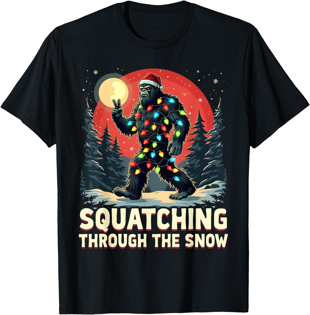 Exclusive Squatching Through Snow Hoodie - Minimalist Print for Adults - T-Shirt, Sweatshirt, Hoodie
