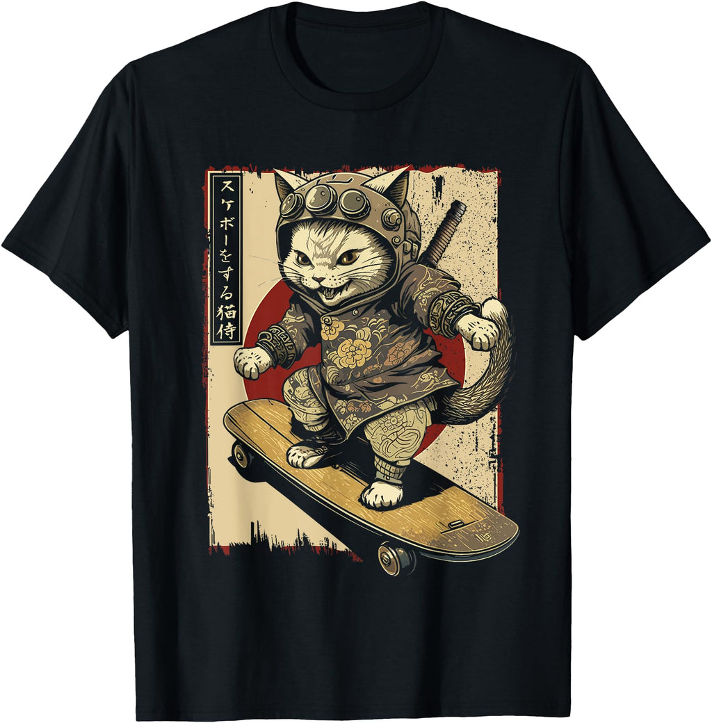 Handcrafted Japanese Skateboard Samurai Hoodie - Streetwear Style Unisex - T-Shirt, Sweatshirt, Hoodie