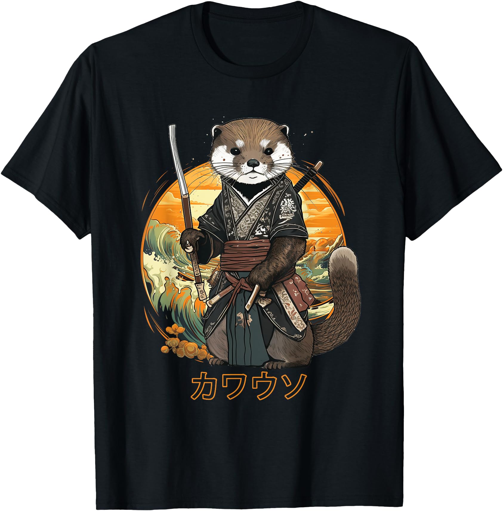 Authentic Samurai Otter Japan Animal T-Shirt - Unique Graphic Unisex - T-Shirt, Sweatshirt, Hoodie