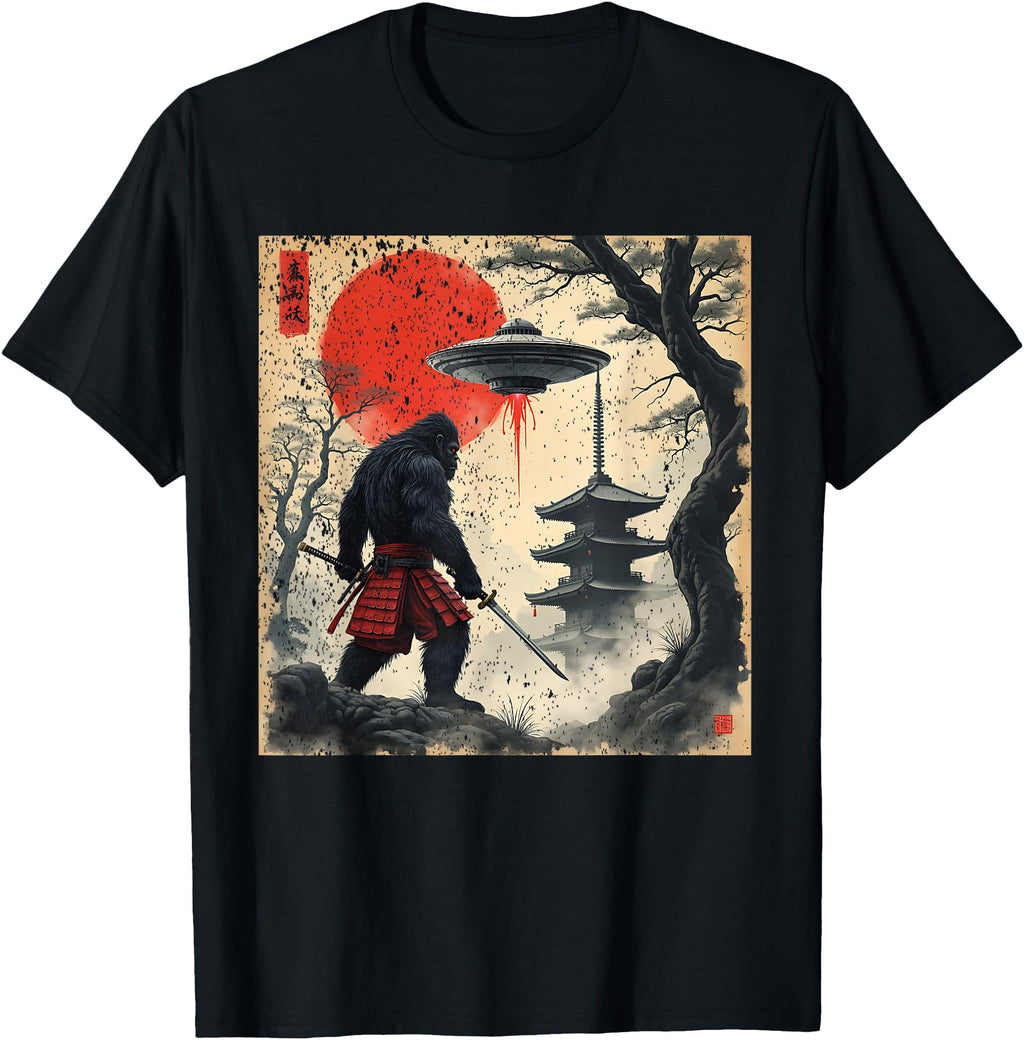 Authentic Samurai Bigfoot Japanese T-Shirt - Aesthetic Graphic for Adults - T-Shirt, Sweatshirt, Hoodie