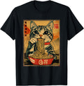 Handcrafted Anime Cat Ramen Noodles T-Shirt - Unique Graphic for Adults - T-Shirt, Sweatshirt, Hoodie