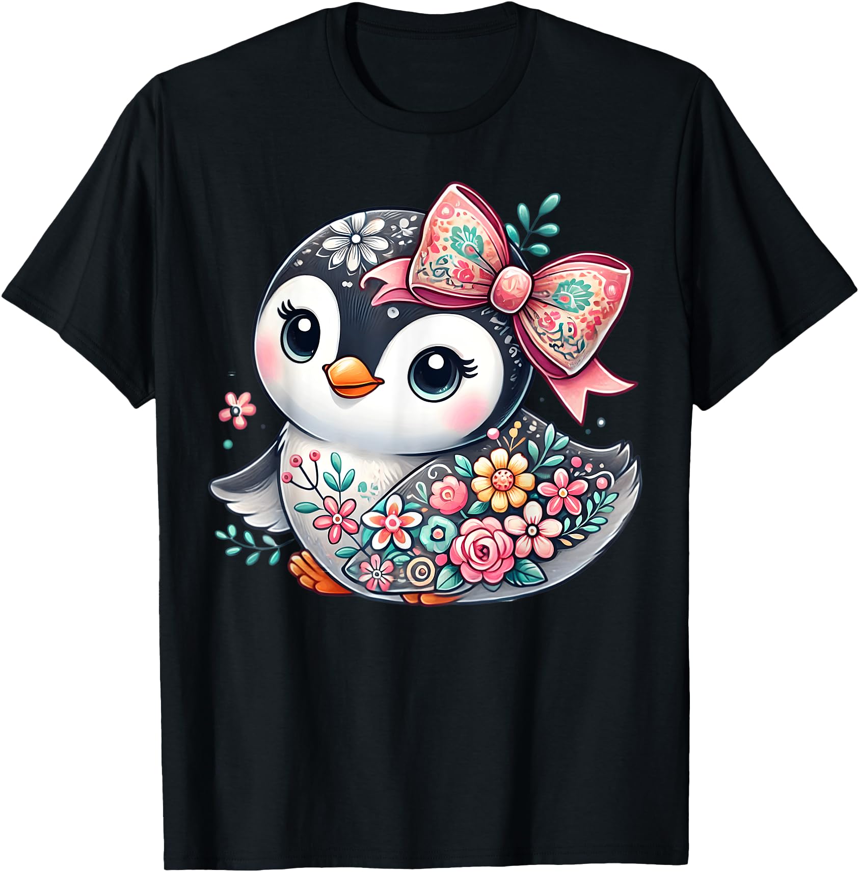 Penguin Floral Flower Penguin Exclusive T-Shirt - Streetwear Style Unisex - T-Shirt, Sweatshirt, Hoodie