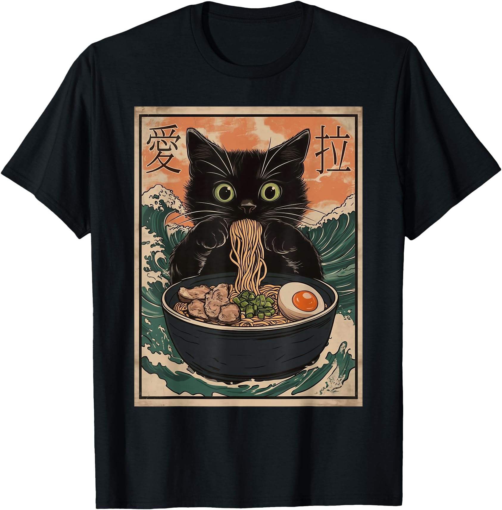 Original Cat Ramen Japanese Art Hoodie - Fun Novelty Design for Adults - T-Shirt, Sweatshirt, Hoodie