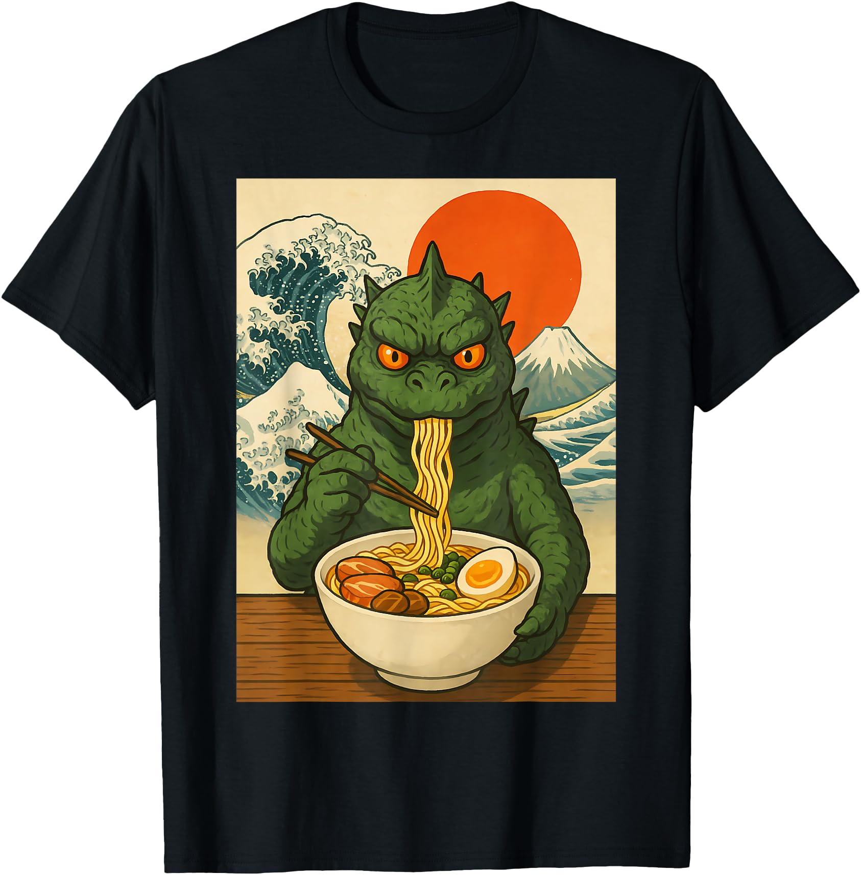 Handcrafted Kaiju Monster Ramen Japanese Hoodie - Minimalist Print Unisex - T-Shirt, Sweatshirt, Hoodie