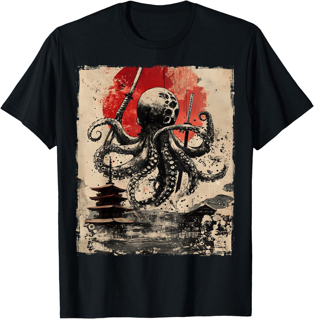Samurai Octopus Japanese Ukiyo E Art T-Shirt - Custom Art Print for Adults - T-Shirt, Sweatshirt, Hoodie