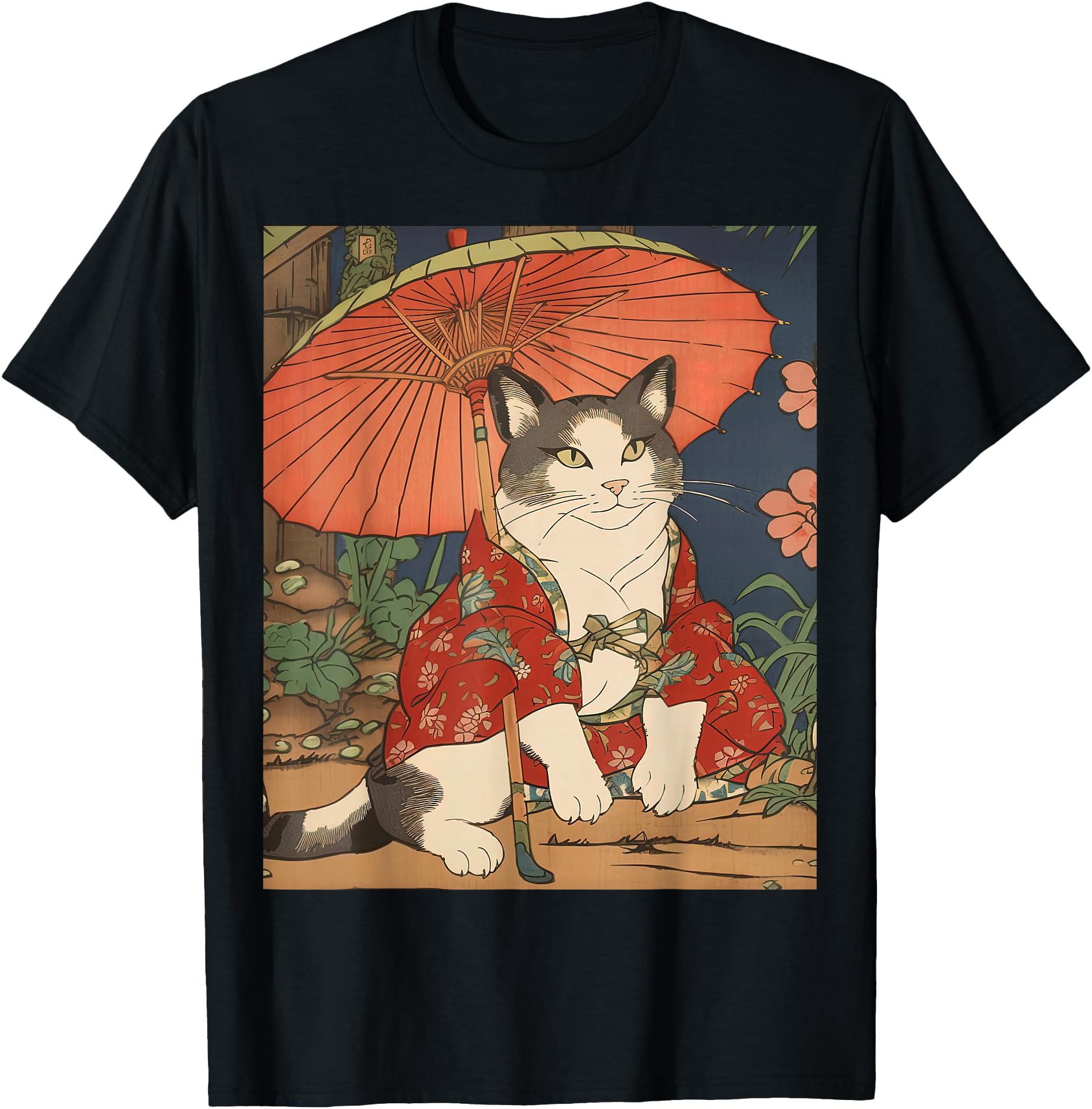 Japanese Geisha Cat Neko Art Ukiyo E T-Shirt - Streetwear Style Men Women - T-Shirt, Sweatshirt, Hoodie
