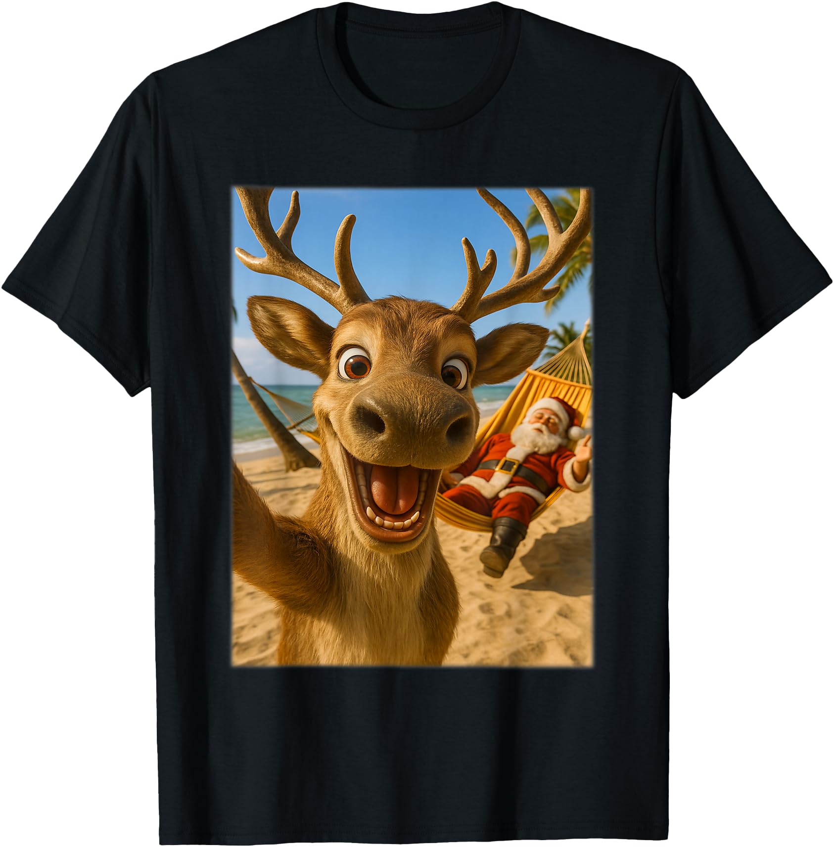 Reindeer Shirts Santa Reindeer Selfie T-Shirt - Trendy Graphic for Adults - T-Shirt, Sweatshirt, Hoodie