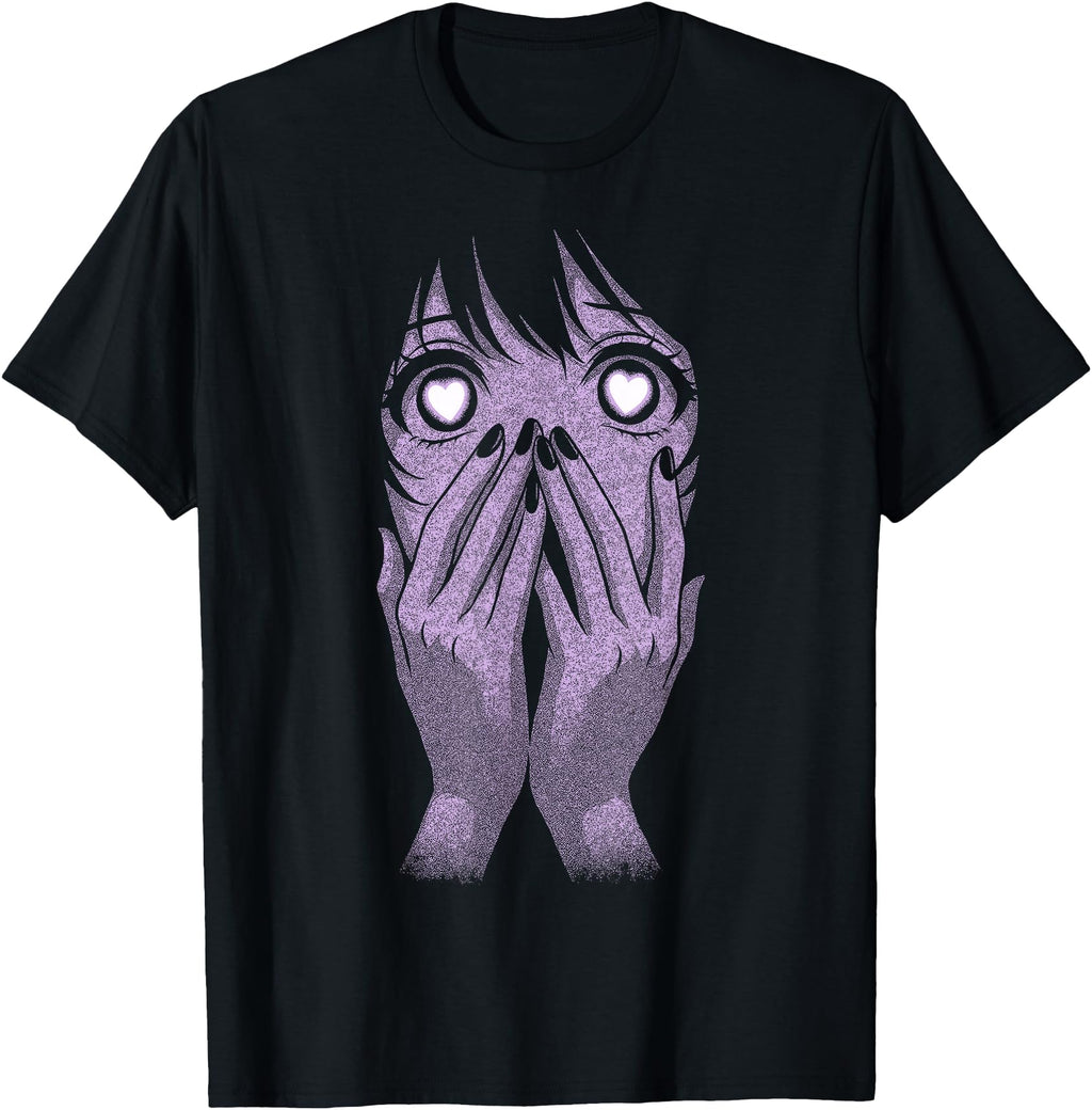 Original Anime Eyes Hearts Manga Sweatshirt - Aesthetic Graphic for Adults - T-Shirt, Sweatshirt, Hoodie