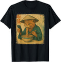 Japanese Cat Eat Ramen And Scroll Hoodie - Custom Art Print Men Women - T-Shirt, Sweatshirt, Hoodie