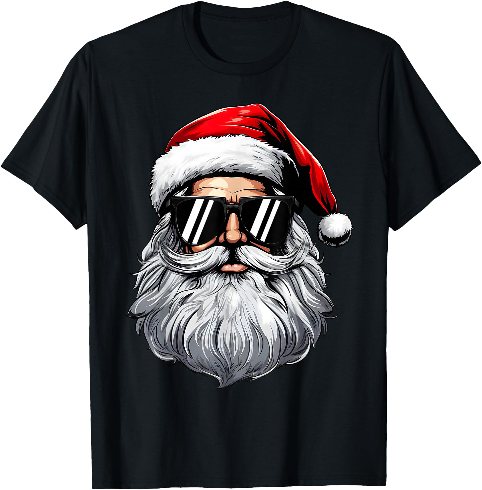 Santa Face Sunglasses Shirts Mens T-Shirt - Unique Graphic Men Women - T-Shirt, Sweatshirt, Hoodie