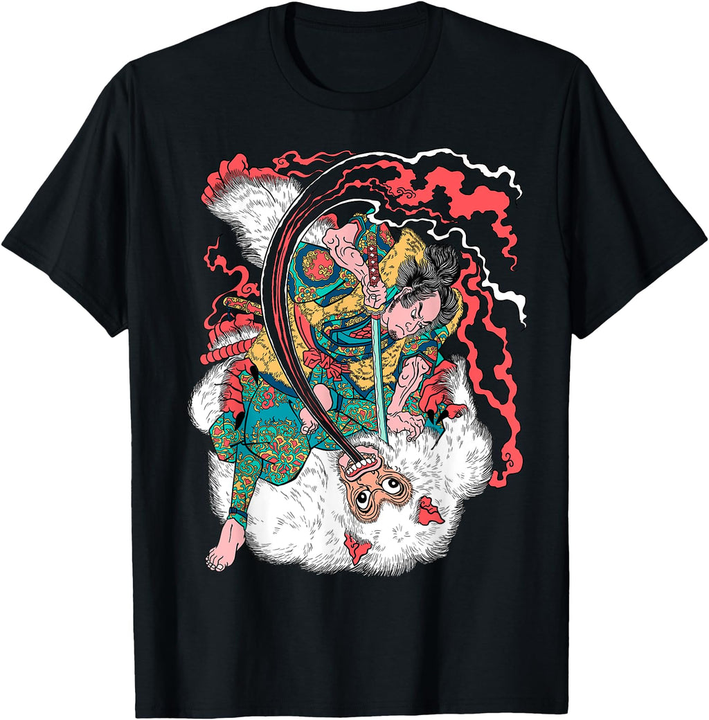 Authentic Samurai Kills Oni Ogre Sweatshirt - Fun Novelty Design Men Women - T-Shirt, Sweatshirt, Hoodie