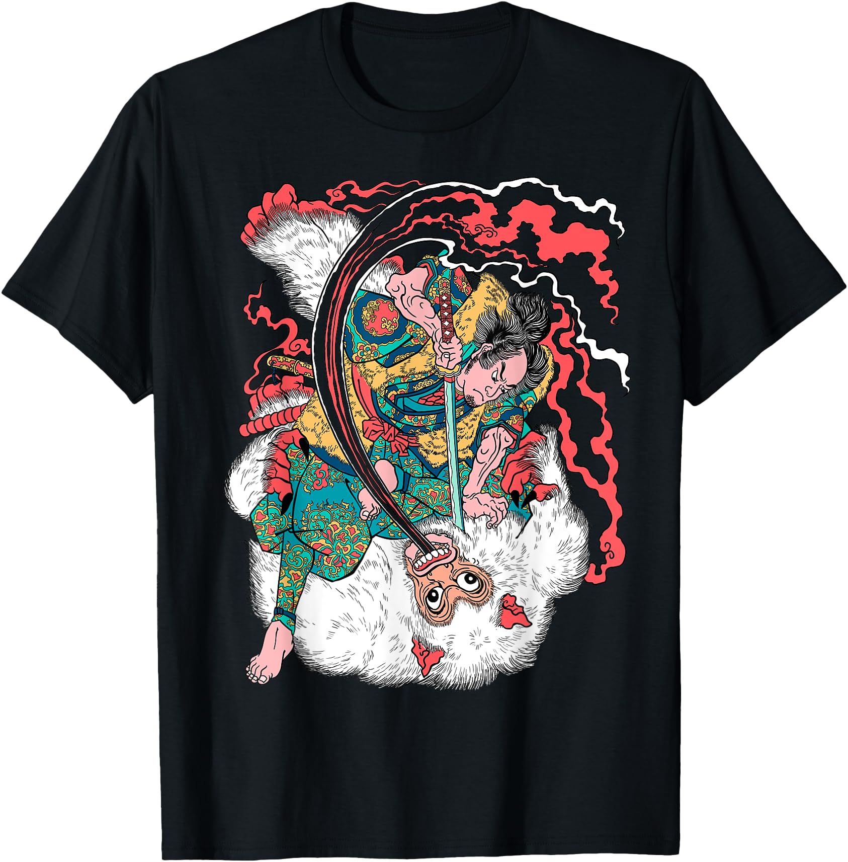 Authentic Samurai Kills Oni Ogre Sweatshirt - Fun Novelty Design Men Women - T-Shirt, Sweatshirt, Hoodie