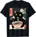 Handcrafted Kawaii Cat Eating Ramen T-Shirt - Novelty Apparel for Adults - T-Shirt, Sweatshirt, Hoodie