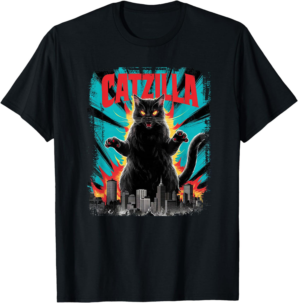Catzilla Cat Japanese Cityscape Rare T-Shirt - Minimalist Print Men Women - T-Shirt, Sweatshirt, Hoodie
