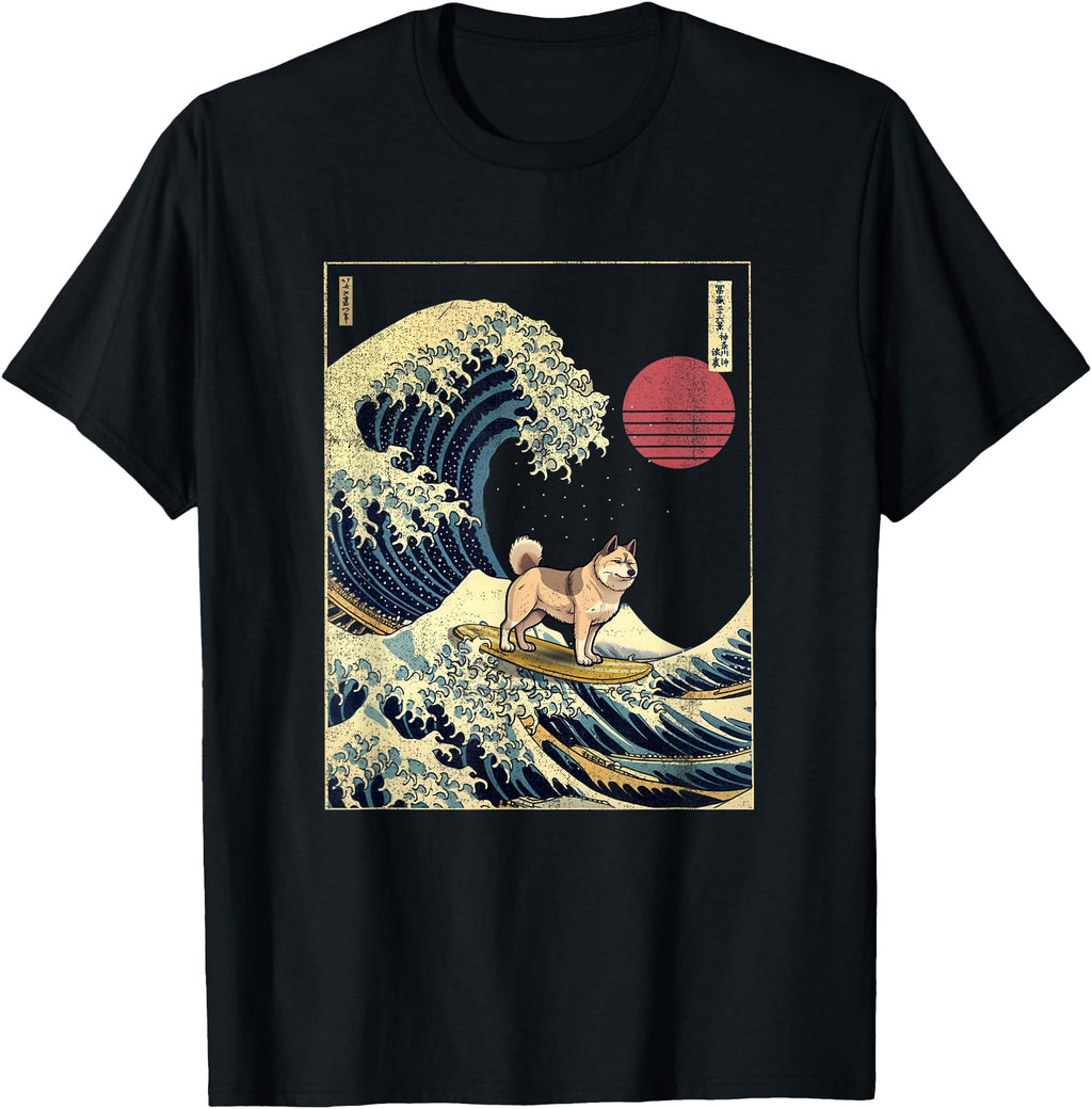 Exclusive Akita Japanese Kanagawa Wave T-Shirt - Fun Novelty Design Unisex - T-Shirt, Sweatshirt, Hoodie