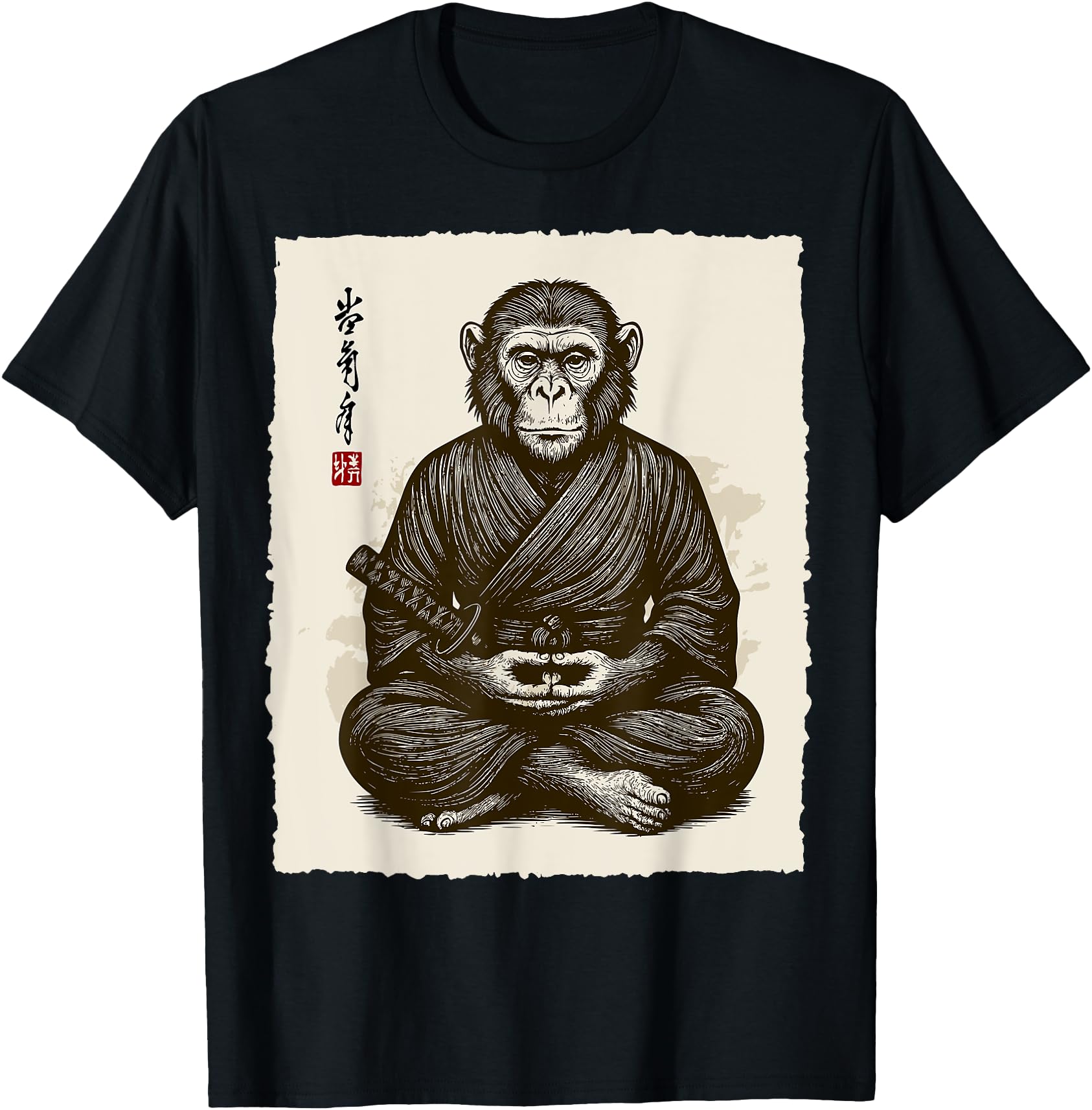 Authentic Samurai Warrior Monkey Sweatshirt - Minimalist Print Men Women - T-Shirt, Sweatshirt, Hoodie