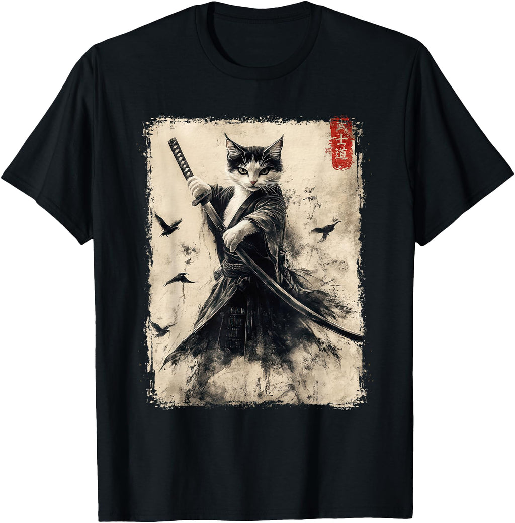 Original Samurai Cat Warrior Sweatshirt - Unique Graphic Men Women - T-Shirt, Sweatshirt, Hoodie