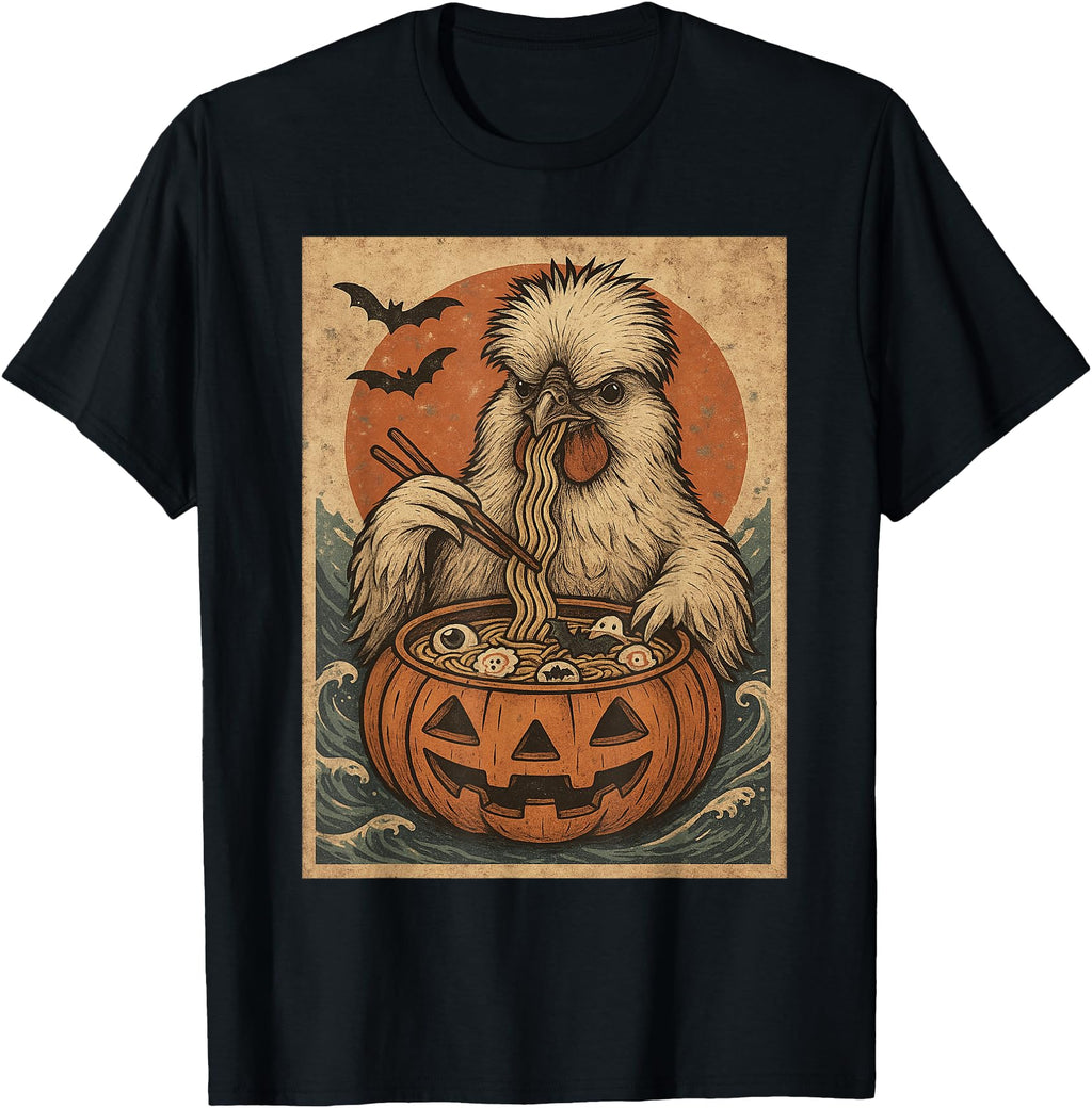 Original Spooky Silkie Chicken Pumpkin Hoodie - Novelty Apparel Men Women - T-Shirt, Sweatshirt, Hoodie