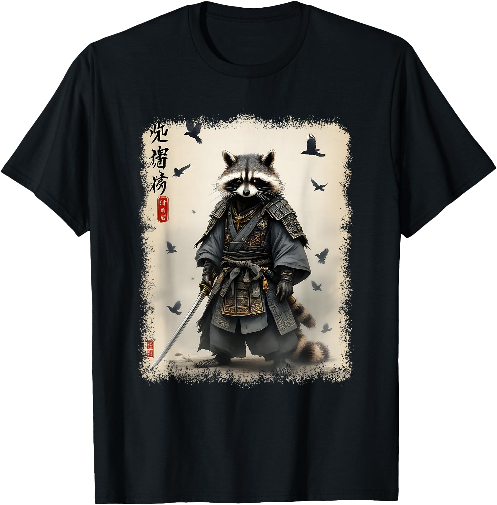 Exclusive Samurai Raccoon Japanese T-Shirt - Aesthetic Graphic for Adults - T-Shirt, Sweatshirt, Hoodie