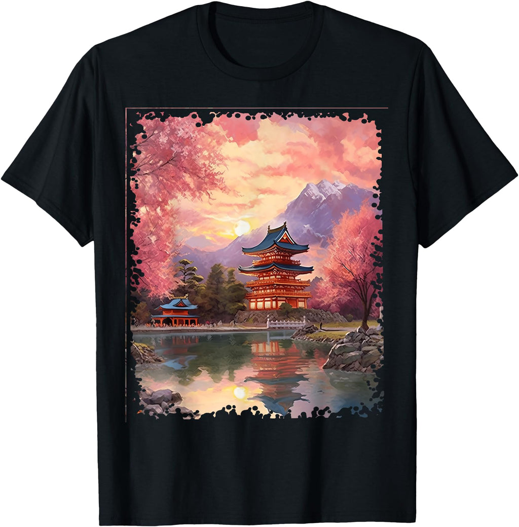 Authentic Japanese Flower Mountain T-Shirt - Minimalist Print Men Women - T-Shirt, Sweatshirt, Hoodie