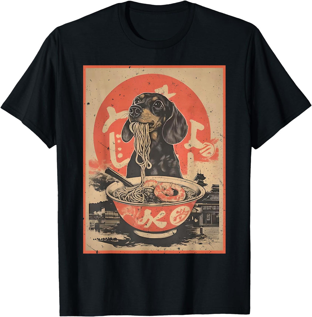 Original Kawaii Dachshund Ramen Sweatshirt - Minimalist Print for Adults - T-Shirt, Sweatshirt, Hoodie