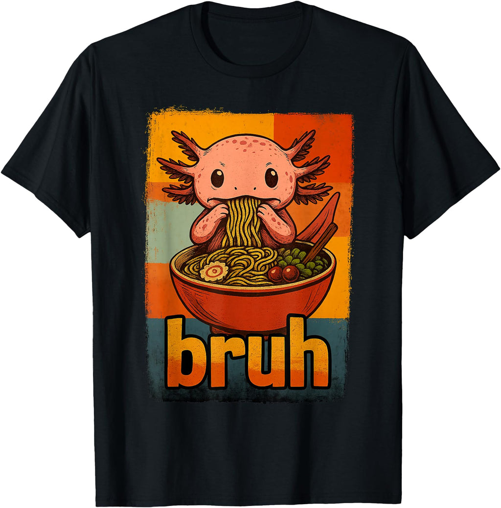 Handcrafted Axolotl Eating Japanese Hoodie - Custom Art Print for Adults - T-Shirt, Sweatshirt, Hoodie