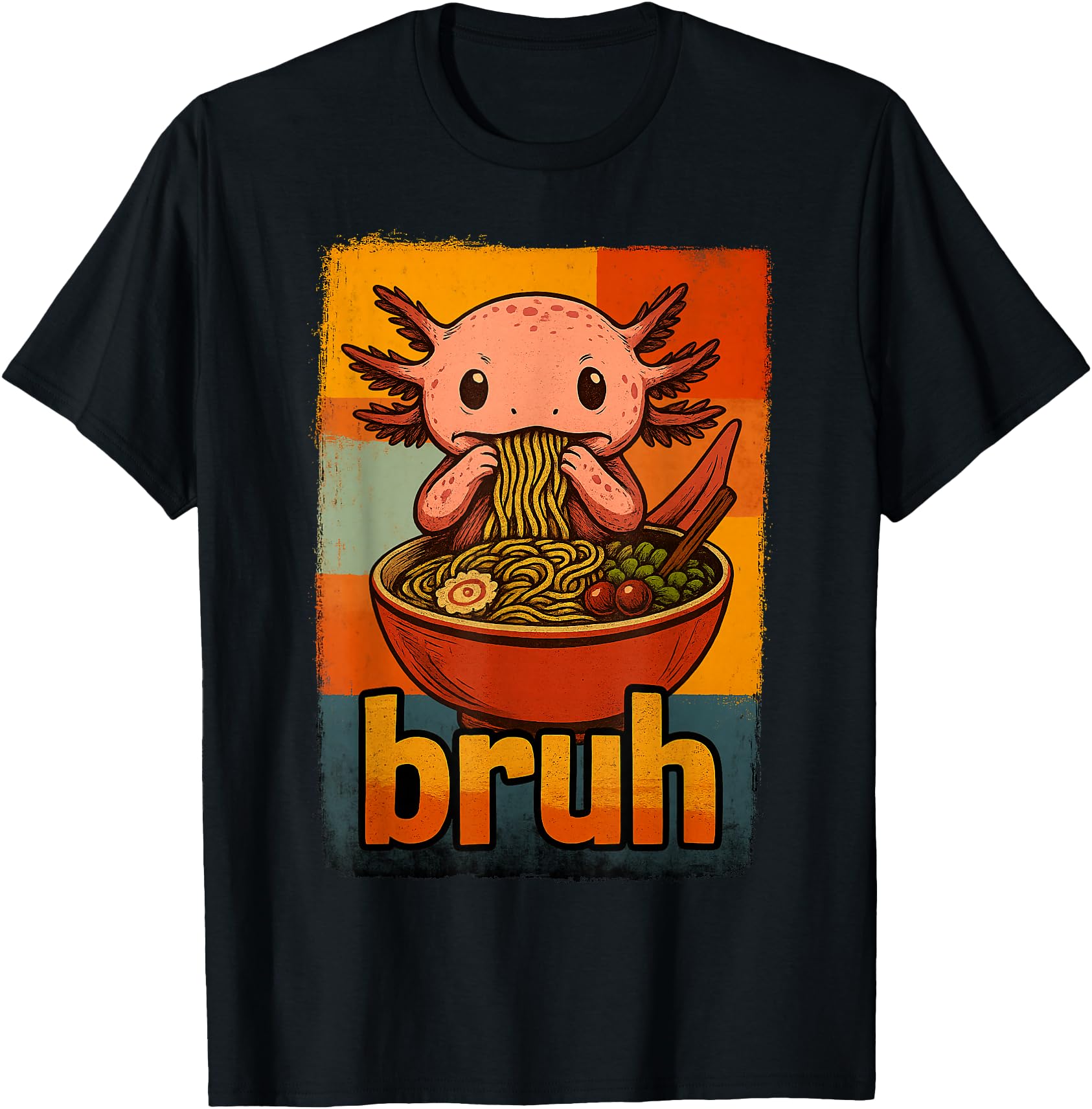 Handcrafted Axolotl Eating Japanese Hoodie - Custom Art Print for Adults - T-Shirt, Sweatshirt, Hoodie
