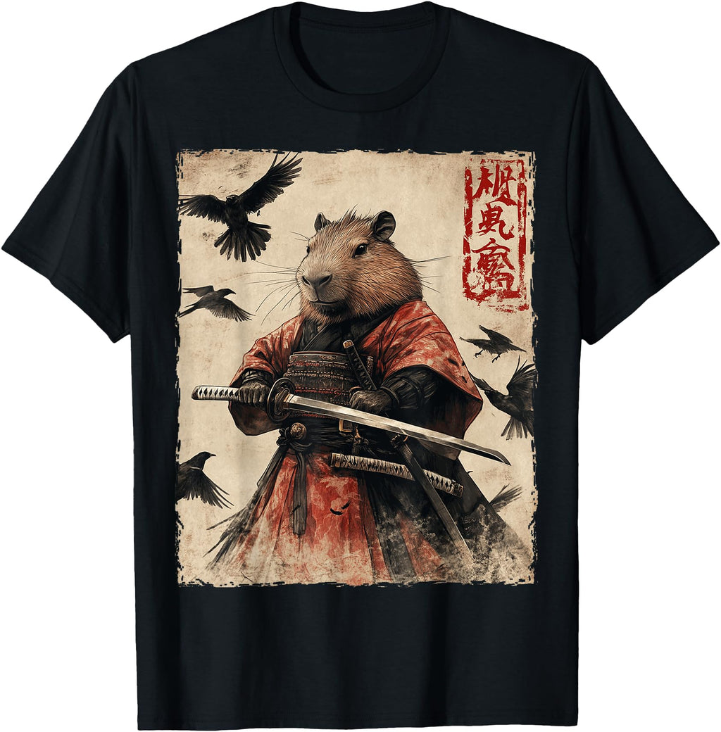 Handcrafted Capybara Samurai Japanese T-Shirt - Trendy Graphic Unisex - T-Shirt, Sweatshirt, Hoodie