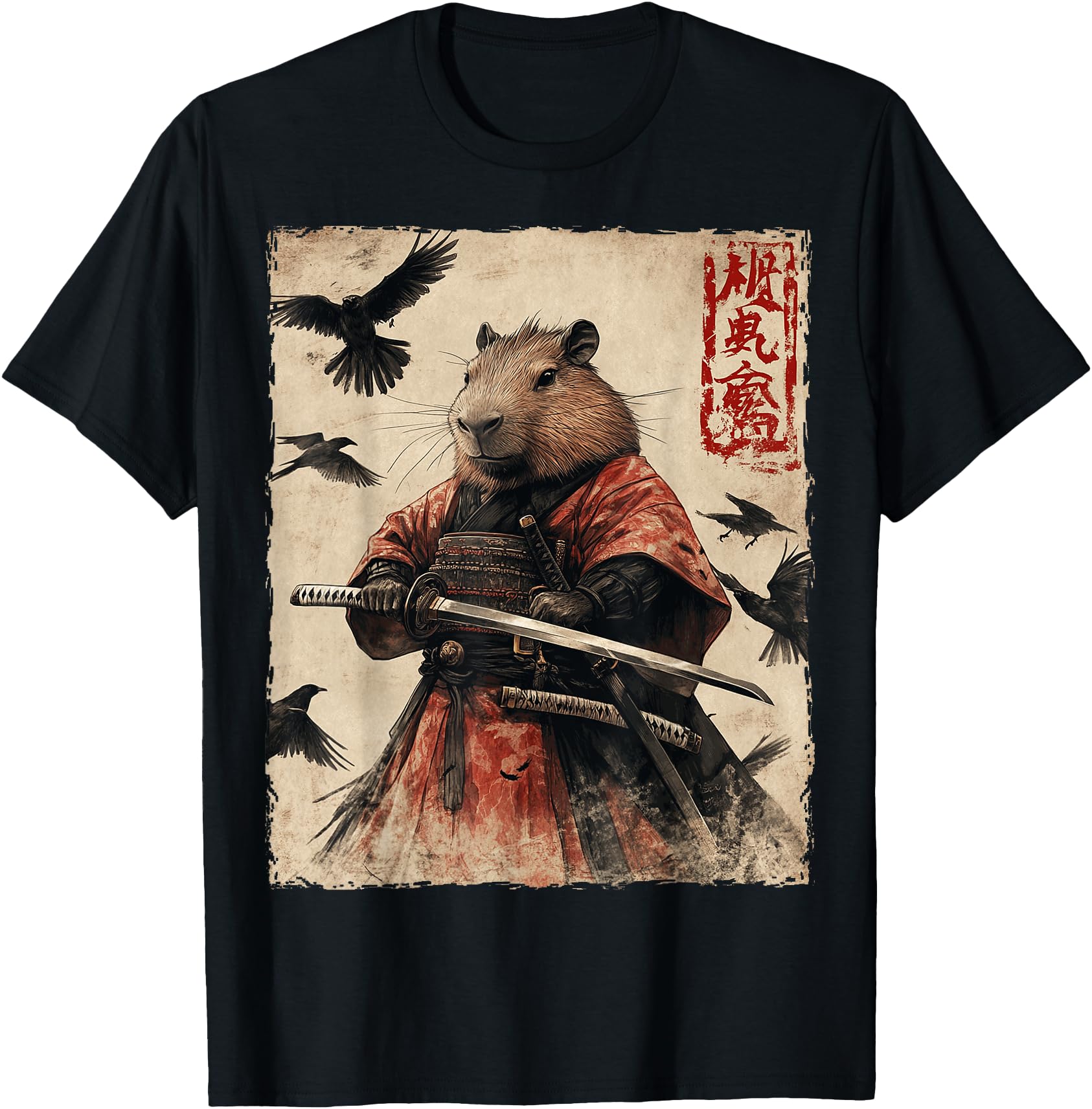Handcrafted Capybara Samurai Japanese T-Shirt - Trendy Graphic Unisex - T-Shirt, Sweatshirt, Hoodie