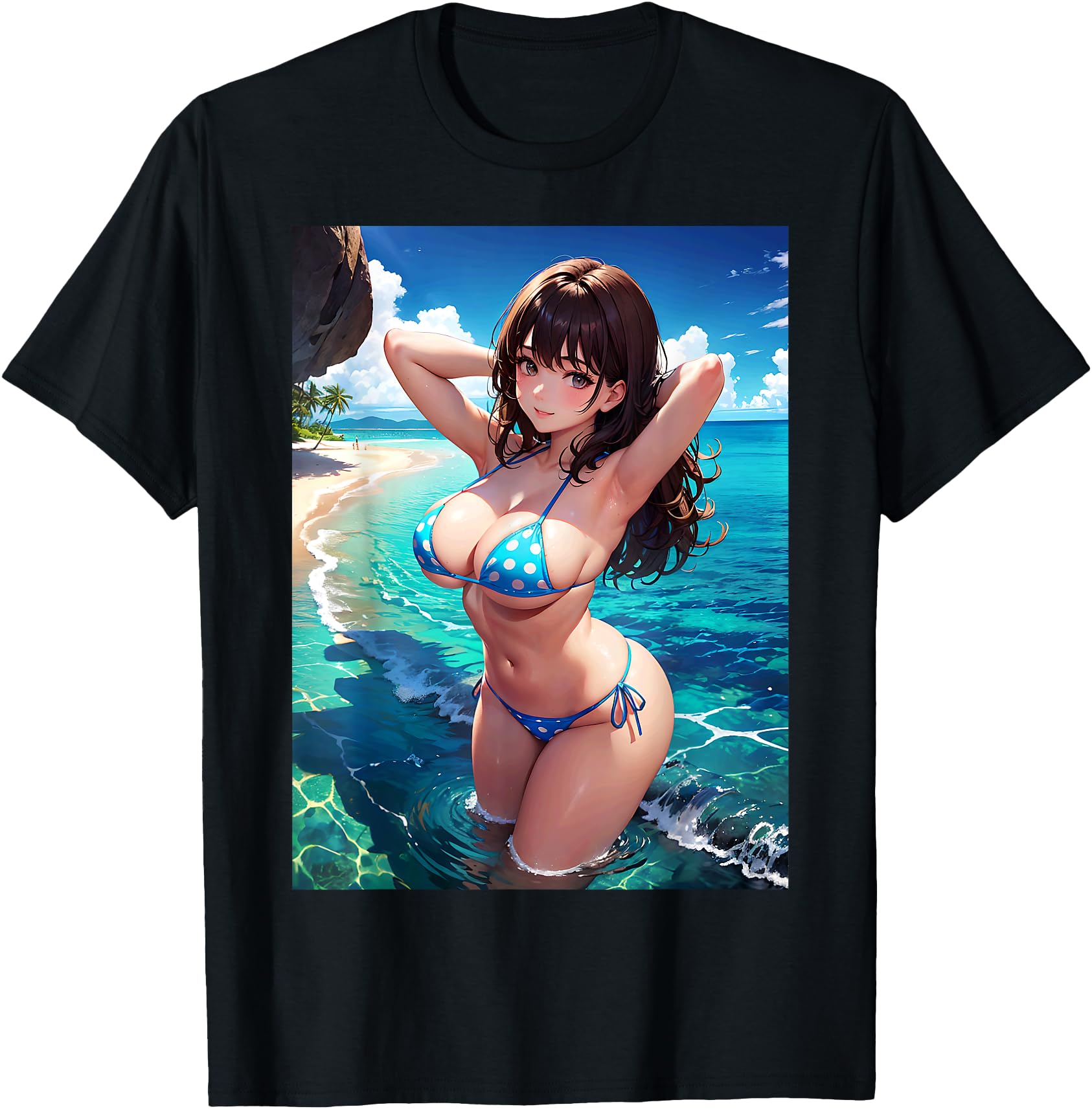 Authentic Sexy Anime Manga Blue T-Shirt - Fun Novelty Design for Adults - T-Shirt, Sweatshirt, Hoodie