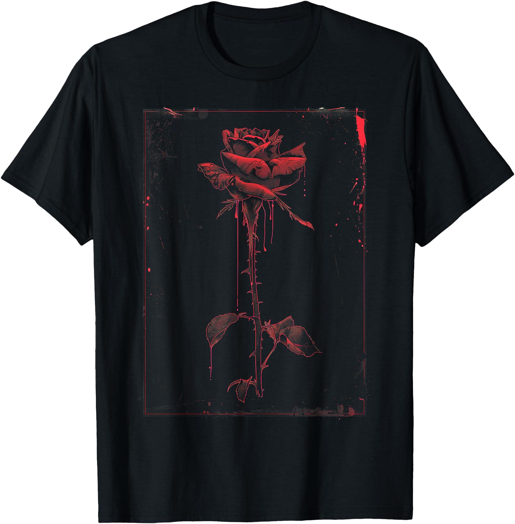 Anime Goth Withered Rose Blood Sweatshirt - Fun Novelty Design for Adults - T-Shirt, Sweatshirt, Hoodie