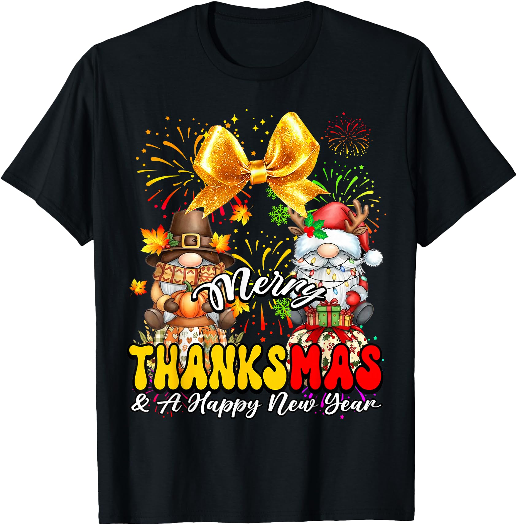 Merry Thanksmas And Happy New Year Hoodie - Fun Novelty Design Unisex - T-Shirt, Sweatshirt, Hoodie