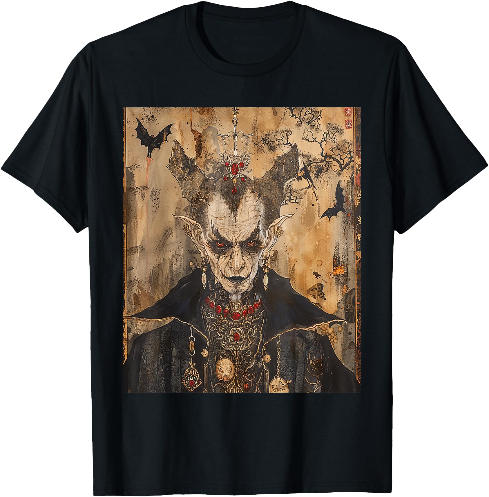 Handcrafted Scary Japanese Dracula Vampire T-Shirt - Unique Graphic Unisex - T-Shirt, Sweatshirt, Hoodie