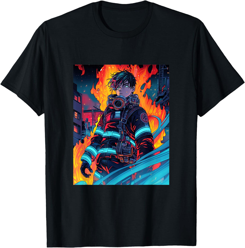 Authentic Anime Firefighter Fireman Hoodie - Novelty Apparel Unisex - T-Shirt, Sweatshirt, Hoodie