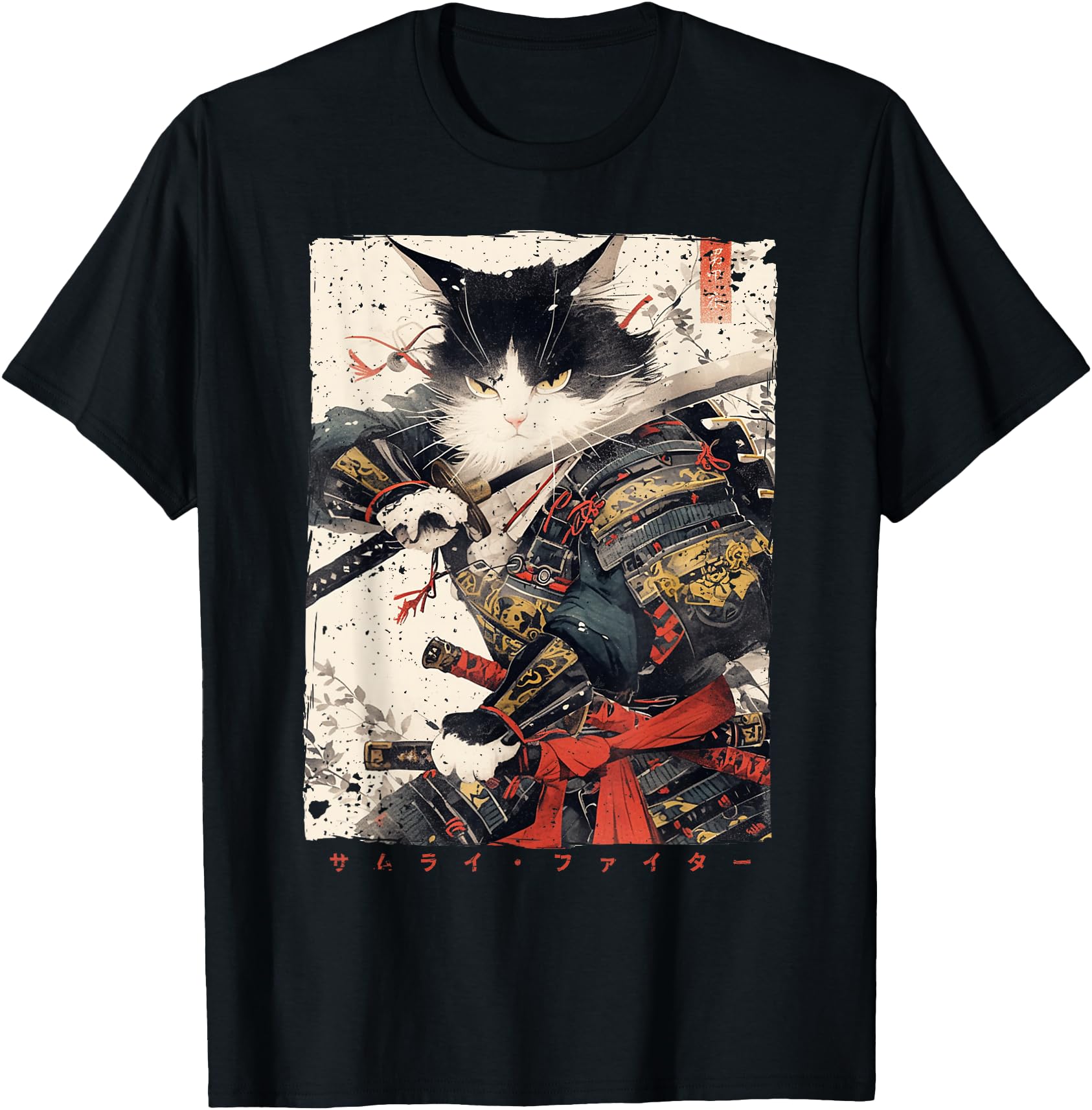 Exclusive Samurai Cat Warrior Ukiyo Ink T-Shirt - Graphic Print Unisex - T-Shirt, Sweatshirt, Hoodie