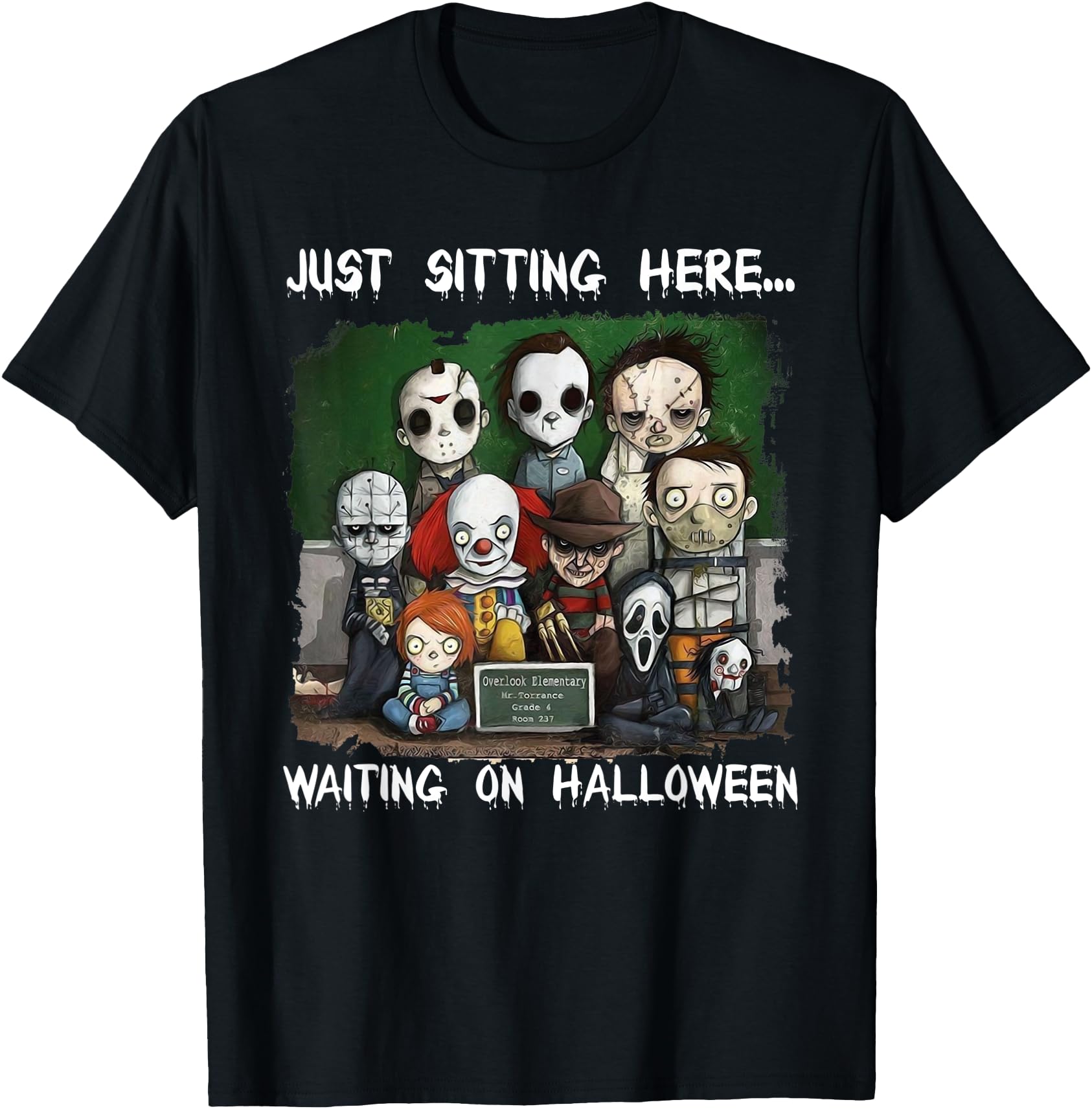 Chibi Horror Movie Just Sitting Here T-Shirt - Graphic Print for Adults - T-Shirt, Sweatshirt, Hoodie