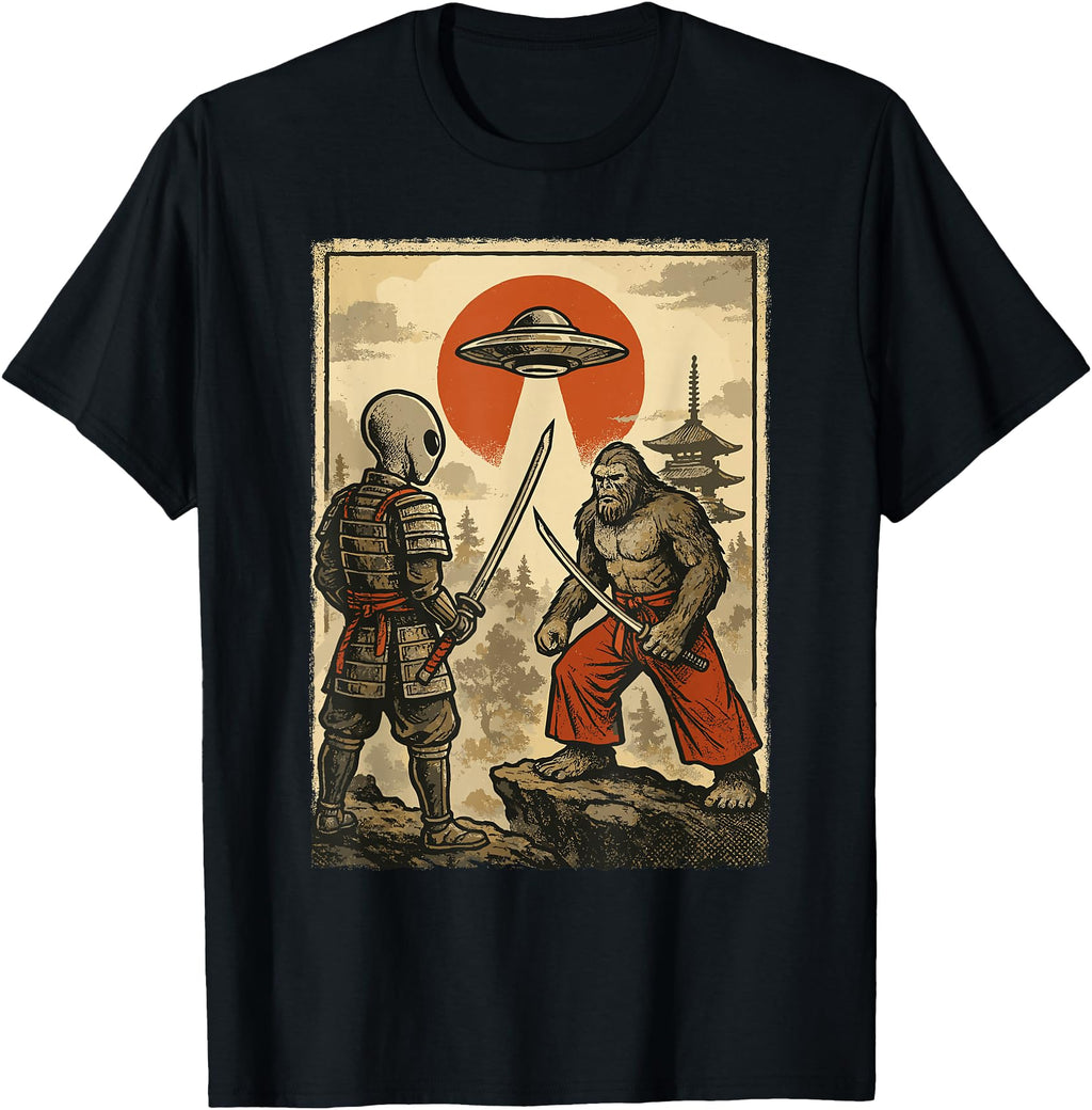 Original Samurai Bigfoot Alien Sweatshirt - Minimalist Print for Adults - T-Shirt, Sweatshirt, Hoodie