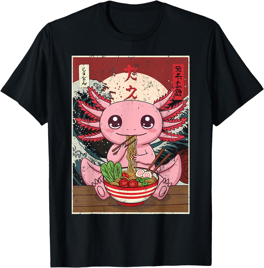 Authentic Axolotl Ramen Japanese Tees T-Shirt - Novelty Apparel Men Women - T-Shirt, Sweatshirt, Hoodie