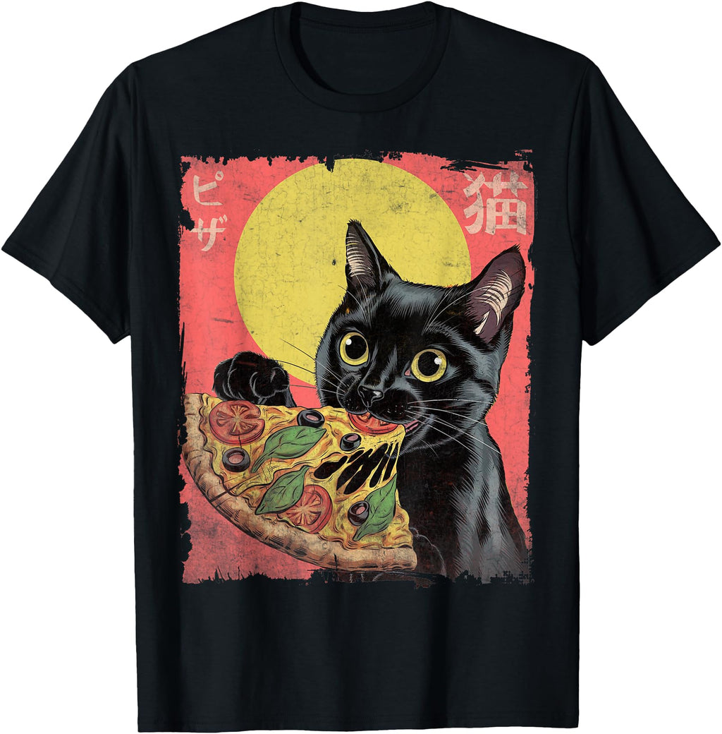 Handcrafted Aesthetic Cat Eating Sweatshirt - Minimalist Print for Adults - T-Shirt, Sweatshirt, Hoodie