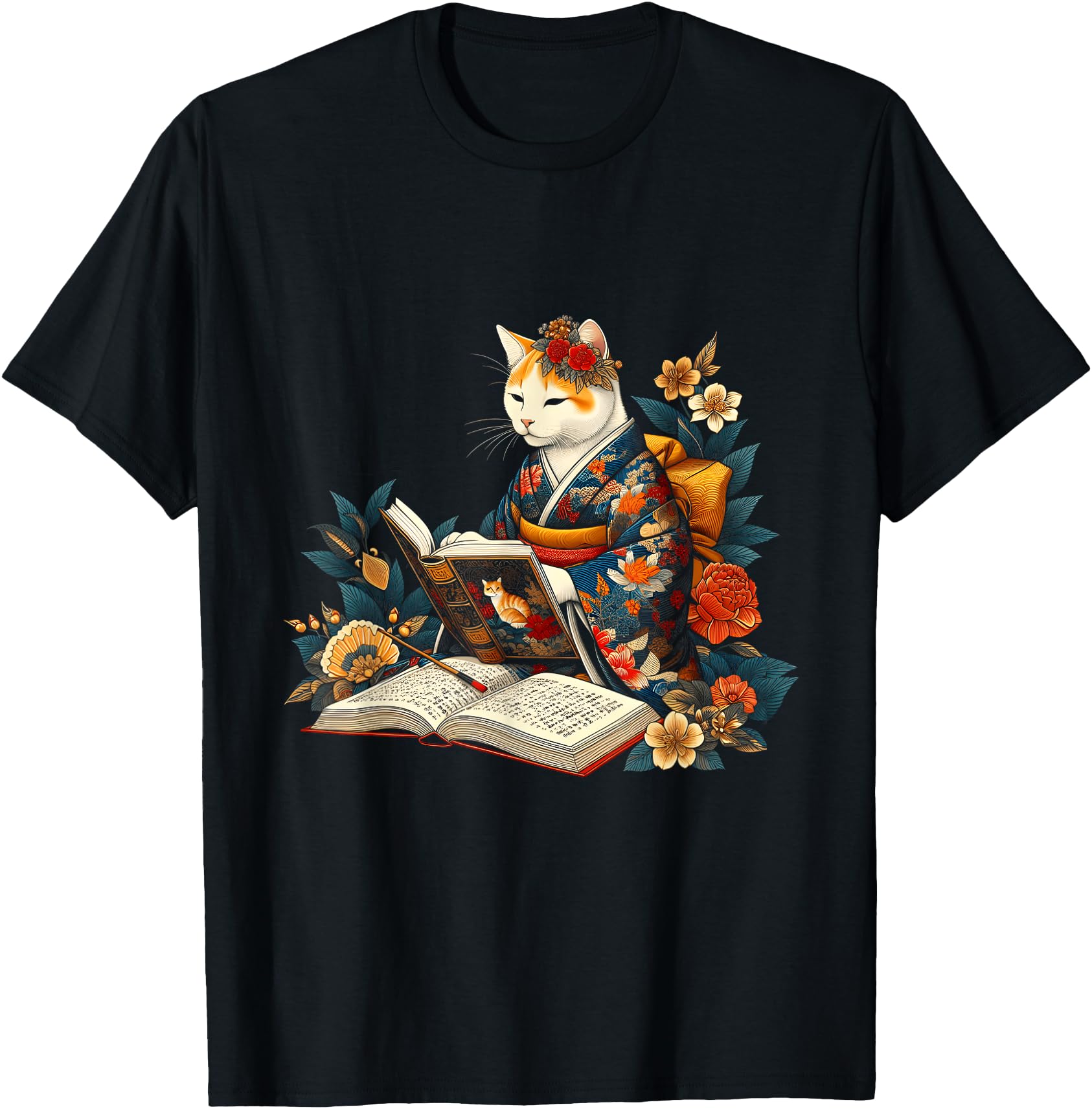 Handcrafted Cat Reading Book Sweatshirt - Aesthetic Graphic Men Women - T-Shirt, Sweatshirt, Hoodie