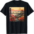 Exclusive Ukiyo E Sunset Mt Fuji Fall T-Shirt - Novelty Apparel Unisex - T-Shirt, Sweatshirt, Hoodie