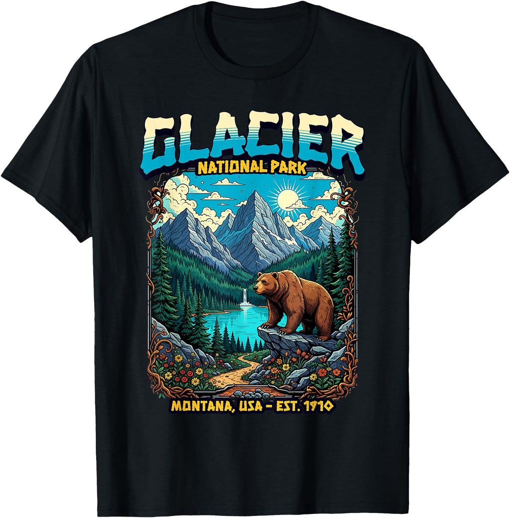 Glacier National Park Montana Usa Hoodie - Custom Art Print for Adults - T-Shirt, Sweatshirt, Hoodie