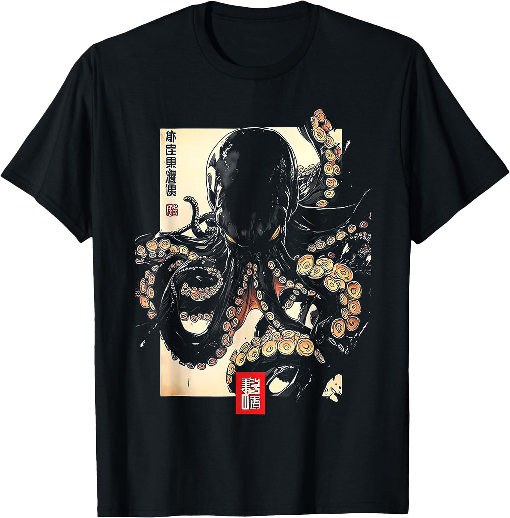 Dark Octopus Japanese Art Rare Hoodie - Casual Everyday Wear for Adults - T-Shirt, Sweatshirt, Hoodie