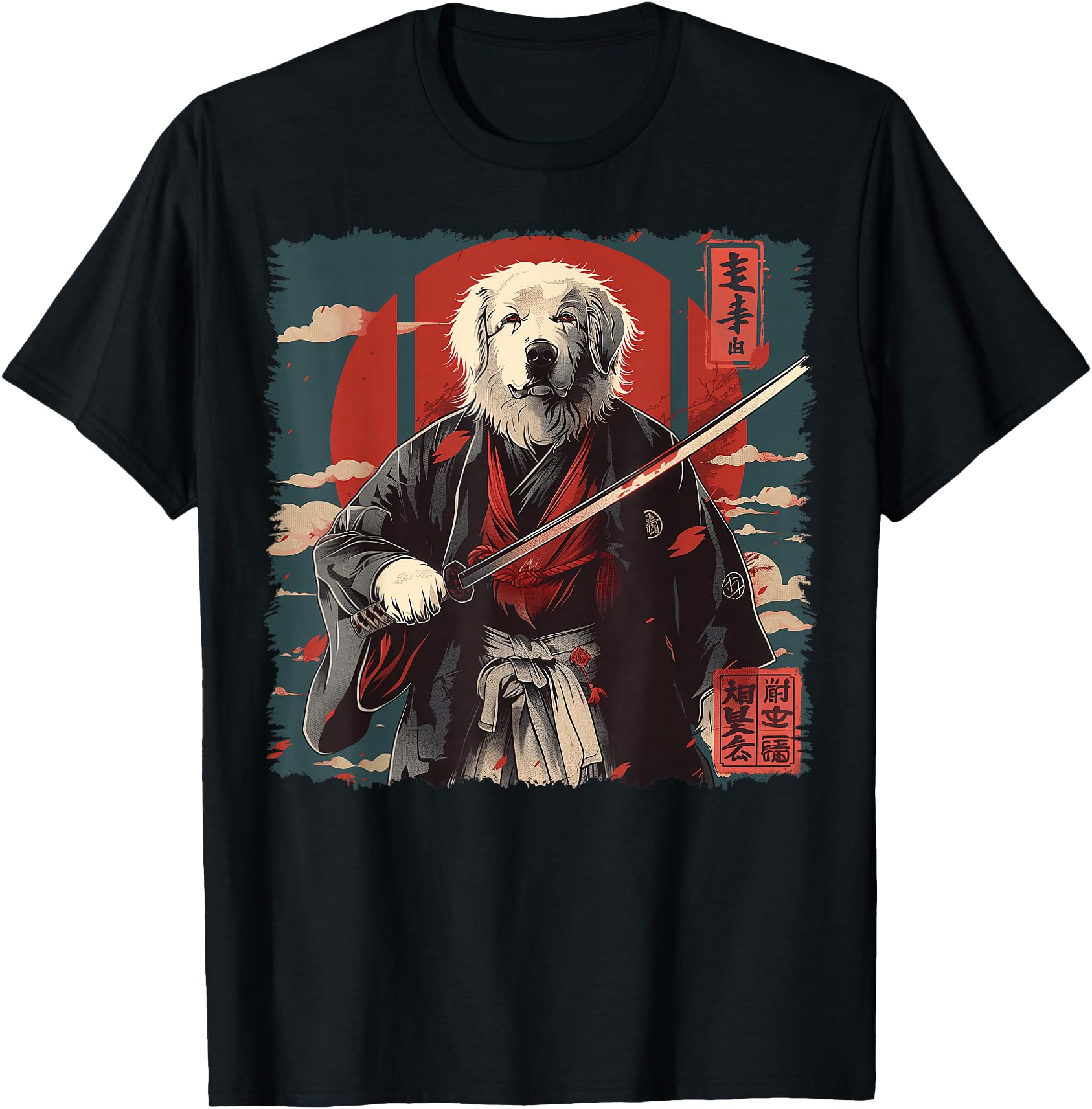 Great Pyrenees Dog Japanese Art T-Shirt - Fun Novelty Design Men Women - T-Shirt, Sweatshirt, Hoodie
